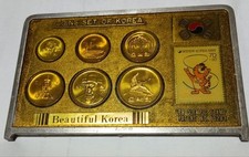 Korea 1988 Seoul Olympics Coin & Stamp Set, 6 Coins, Vintage Collectible picture