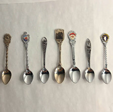 Lot of 7 Vintage Souvenir Travel Collectible Spoons  Metal/Enamel Multicolor picture