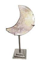 Large 5.5” Pink Amethyst Crystal Druzy  Moon Carving With Stand picture