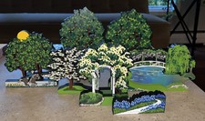 Lot (7) Shelia's Collectibles Wood Trees Bluebonnet, Paul Revere’s Ride & More picture