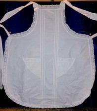 Beautiful White Trousseau ? Full Vintage Apron Eyelet Trim Emboidered Monogram picture