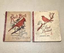 2 LOT Antique 1930's The Red Bird School Series Composition Book w/ Music Notes picture