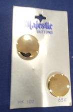 Vintage Majestic HK 107 Gold Tone Round Metal Buttons New On Card picture