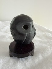 VTG Santa Clara Pueblo Blackware Pottery Owl 2” Miniature Merton Sisneros Signed picture