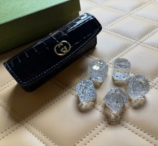 GUCCI Crocodile dice set with Interlocking G Exotic Black Crocodile Leather RARE picture