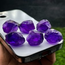 278 Ct Natural Amethyst Rough Lot – 6 Pieces Deep Purple Raw Quartz Crystals picture
