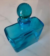 Teal Blue Glass Apothecary Jar Bottle with Glass Rubber Stopper 8.5 oz Brand New picture