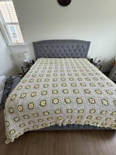 Antique Crochet Lace Bedspread , king size – Handmade Vintage Coverlet picture