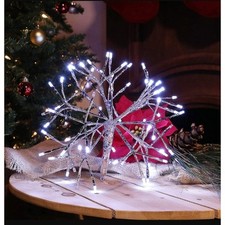 Alpine Corporation CRD100S-WT Christmas Twig Snowflake Ornament with LED Lights picture