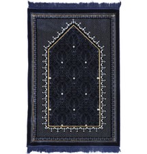 Modefa Double Plush Wide Extra Large Islamic Prayer Rug Sajjadah Topkapi Blue picture