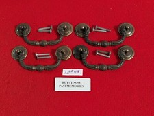 SET OF 4 VINTAGE KEELER BRASS DRAWER PULL HANDLES, OLD ANTIQUE HARDWARE LOT #48 picture