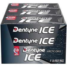 Dentyne Ice Arctic Chill Sugar Free Gum, 9 Packs 16 Count (Pack of 9), Blue picture