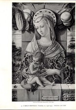 Carlo Crivelli Venetian Ca 1430-1495 Madonna & Child NY 1939 Art Print 5A6 picture