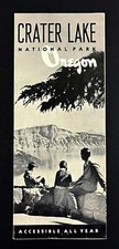 1950 Crater Lake Oregon National Park Vintage Tourist Rules Map Guide Brochure picture