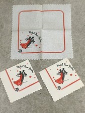 3 Vintage c1940s Hotel New Yorker Cocktail Napkins, Dancing Black Couple Unused picture