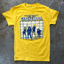 Girlschool band yellow T-shirt short sleeve All sizes S to 45XL picture