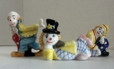 Vintage Bug House Miniature Clown Figurines 3 Adorable Clowns Trinket Shelf picture