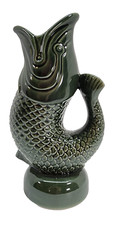 Home-X Green Fish Glug Jug Pitcher Vase Ceramic Fish Mug Nautical Decor picture