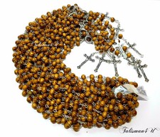 12 x OLIVE WOOD ROSARY NECKLACE ROUND BEADS CROSS CRUCIFIX JERUSALEM SOIL LOT picture