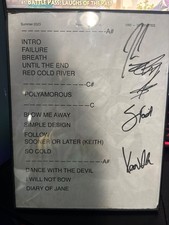 Hand signed setlist breaking Benjamin from 2023 picture