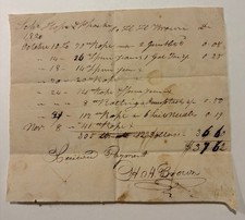 H.H.Brown Signed Reciept 1820 for Schooner Hope & Phoebe Supplies Document RI picture