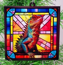 Bearded Dragon Stained Glass Christmas Ornament picture