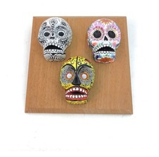 Mexican Folk Art Wall Decor | Handmade Skull Plaque from Izucar | 18x18 cm picture