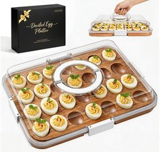 Deviled Egg Containers with Lid 28 Eggs Acacia Wooden Tray Platter 2026 White picture