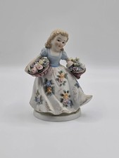 Vintage Lefton China KW2340B Flower Girl Figurine Hand Painted Japan 6