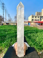 7.62LB Large Natural Clear White Crystal Obelisk Transparent Quartz Energy picture