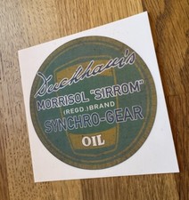 Duckhams Morrisol Sirrom Synchro Gear Sticker Decal Oil Jug Pourer Petroliana picture