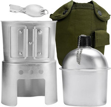 Military Canteen Army WWII G.I. Style Kit with Aluminum Cup Stove and Spoon picture