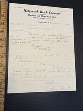 1911 Hedgecock Brick Company Building Letterhead Lumbar Walnut Cove Winston NC picture