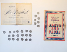 1969 Shell Mr President Coin Game + Facts & Faces Set w/ 27 Coins Gas Station picture