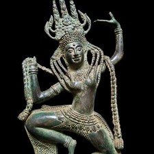 Dancing Goddess Khmer Bronze Apsara 15.5