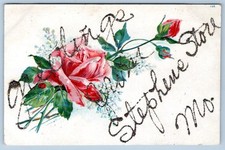 1908 GREETINGS from STEPHENS STORE MISSOURI MO GLITTER MICA POSTCARD picture