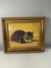 Vintage Henriette Ronner Knip Cat Print Ornate Gold Frame The Parson's Kitten picture