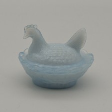 Light Blue Boyd Mini Hen on Nest Salt Cellar 2.5”  picture