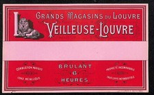 Grands Magasins du Louvre Veilleuse-Louvre French Paper Label NOS VGC Lion picture