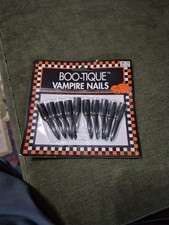 VTG 1996 Boo-Tique Novelties Finger Nails Black Costume Horror Claws Sealed NOS picture