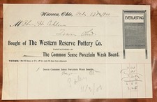 Western Reserve Pottery Company Warren Oh. Letterhead Everlasting Washboard 1911 picture
