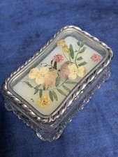 Vintage-Dried Flowers in Lid-Rectangle Metal and Glass with Candle picture