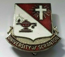 Vintage University Of Scranton Shield Shaped Lapel Pin Silvertone Rare Badge USA picture
