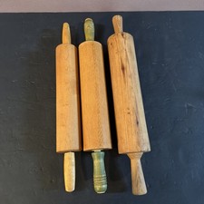 Lot of 3 Wooden Rolling Pins w/ Handles Vintage Farmhouse Kitchen Decor picture