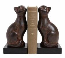 Comfy Hour 6.8 Inch Cat Bookends for Shelves, Cat Statue, Set of 2 Bronze Resin picture