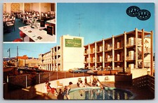 Canada, Vancouver B. C. TraveLodge, Pool, Old Cars, View Vintage Postcard picture