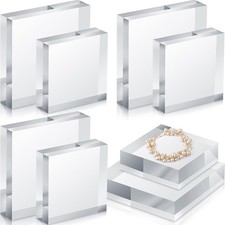 8 Pcs Clear Acrylic Display Block 3 x 3 x 1 Inch 4 x 4 x 1 Inch 2 Sizes Jewelry picture