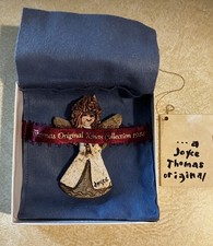 Vintage 1988 Joyce Thomas Original Clay Angel Ornament Montana Folk Art Box picture