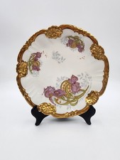 Limoges B & H France Scalloped Plate Hand Painted with Gold Gilt picture