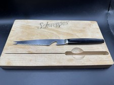 VTG Schweppes Mixers Wooden Cutting Cheese Board Magnetic Bar Knife Barware picture